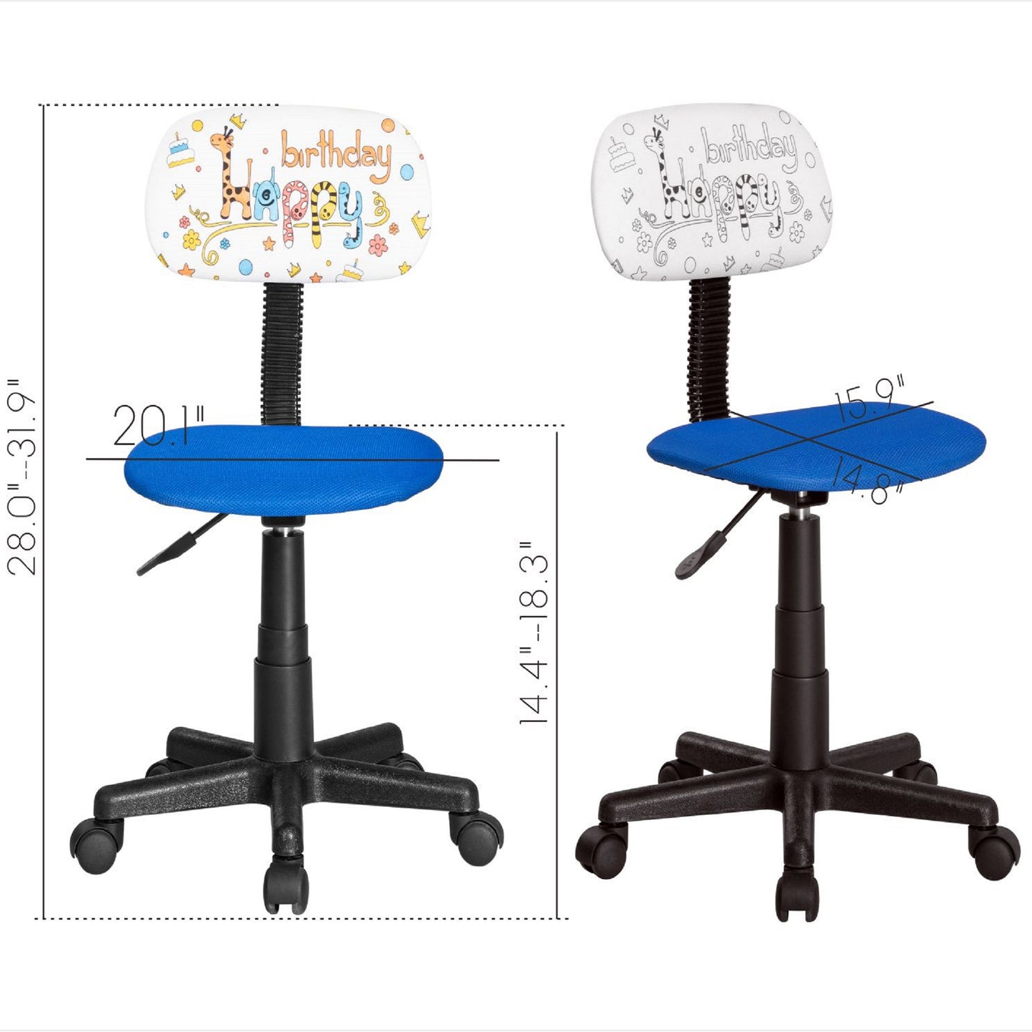 JJS Kids Rolling Drawing Desk Chair