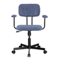 JJS Low Back Velvet Office Computer Chair with Armrest, Blue