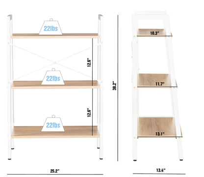 JJS Industrial 3-Tier Bookshelf