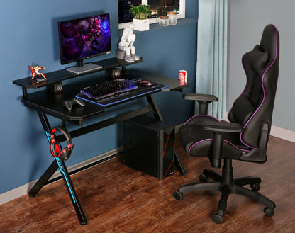 JJS 48" Home Office Gaming Computer Desk with Removable Monitor Stand