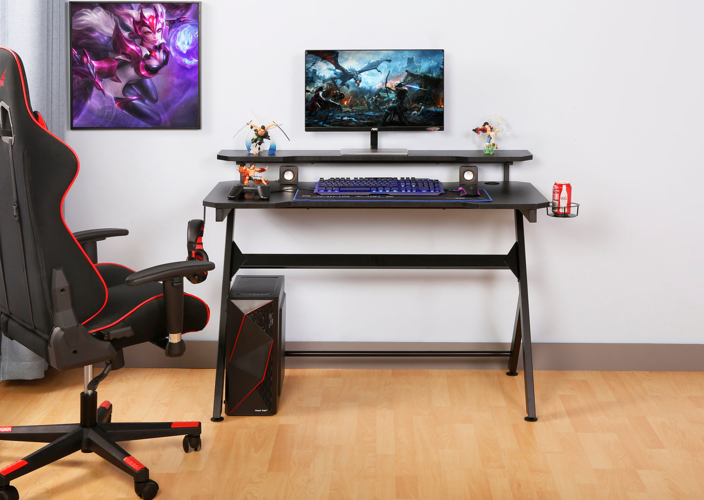 JJS 48" Home Office Gaming Computer Desk with Removable Monitor Stand