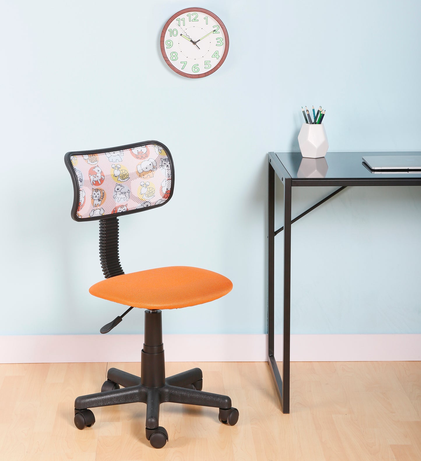 JJS Kids Mesh Rolling Desk Chair, Animal