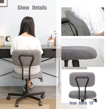JJS Low Back Velvet Office Computer Chair with Armrest, Blue